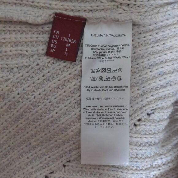 Comptoir Des Cotonniers Womens Pullover Sweater Beige Long Sleeve Wool Blend M - Picture 6 of 7